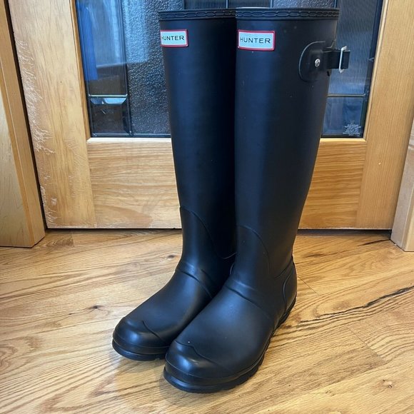 Hunter Shoes - Womens Hunter Original Tall Black Waterproof Rain Wellington Boots Size 7 M EUC